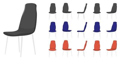 bella sedia da ufficio moderna con posa, posizione e colore diversi vettore