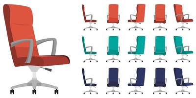 bella sedia da ufficio moderna carina con posa, posizione e colore diversi vettore