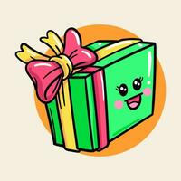 regalo scatola carino cartone animato personaggio vettore illustrazione
