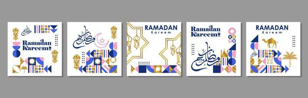 islamico saluto carta impostato modello con Ramadan per sfondo design manifesto, sociale media inviare, media bandiera vettore