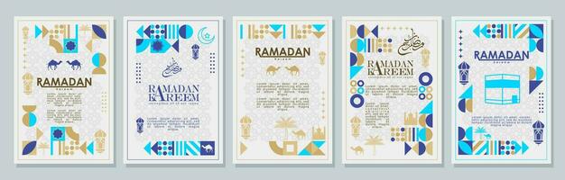 islamico saluto carta impostato modello con Ramadan per sfondo design manifesto, media bandiera vettore