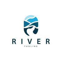 fiume logo vettore fiume banca montagna design agricoltura simbolo illustrazione