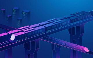 concetto di urbano mezzi di trasporto o viaggio tecnologia, grafico vivido cielo treno vettore