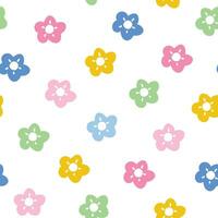 senza soluzione di continuità modello di carino colorato fiore su bianca sfondo.natura.bambino abbigliamento.stampa screen.kawaii.vettore.illustrazione.illustratore. vettore