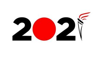 giochi sportivi tokyo 2021 in giappone. data e fiamma. giochi estivi. illustrazione vettoriale. vettore