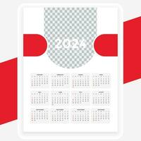 vettore nuovo anno 2024 rosso calendario design