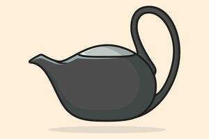 bellissimo grigio tè bollitore vettore illustrazione. cucina interno oggetto icona concetto. mattina tè teiera con chiuso coperchio icona design su leggero arancia sfondo.