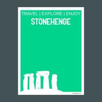 Stonehenge Wiltshire Inghilterra monumento punto di riferimento opuscolo piatto stile e tipografia vettore
