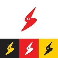 piatto uccello energia logo design con elettricità icona simbolo vettore