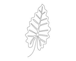 continuo uno singolo linea disegno Monstera foglia icona vettore illustrazione concetto