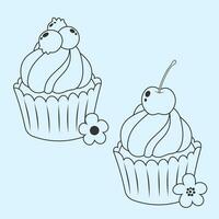 carino Cupcake disegni decorazione frutta vettore