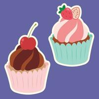 carino Cupcake disegni decorazione frutta vettore