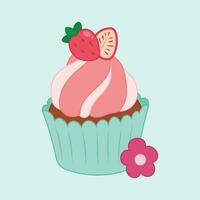 carino Cupcake disegni decorazione frutta vettore