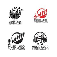 musica memorizzare logo collezione con piatto design vettore