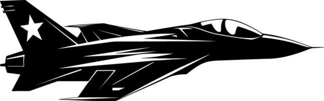 Jet combattente nero sagoma. aereo icona cartello o simbolo. aereo missile bombardiere logo. militare invisibile aereo. aria vigore aviazione. ai generato illustrazione. vettore