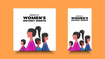 womans storia mese. annuale design modello con piatto illustrazione, sociale media vettore