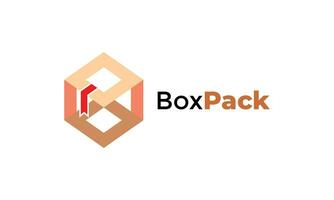 scatola imballare esagono logo vettore colore concetto emblema simbolo industria azienda sicuro stile cooperazione attività commerciale solido squadra