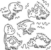 mano disegnato carino dinosauro e testo per modelli vettore