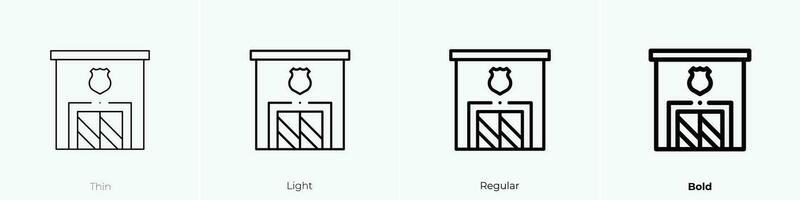 polizia stazione icona. sottile, luce, regolare e grassetto stile design isolato su bianca sfondo vettore