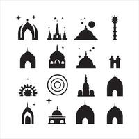 un' nero silhouette Islam simbolo impostato vettore