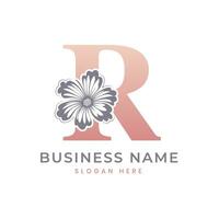 r lettera logo con fiore. floreale r logo femminile lusso logo design vettore