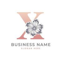 X lettera logo con fiore. floreale X logo femminile lusso logo design vettore