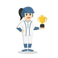 baseball giocatore ragazza avuto trofeo vettore