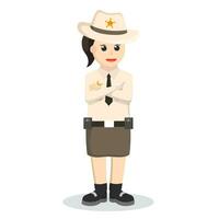 sceriffo donna in piedi design personaggio su bianca sfondo vettore