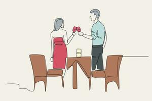 colore illustrazione di un' coppia godendo un' bicchiere di vino vettore