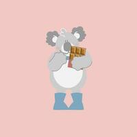 carino e bello koala orso Tenere cioccolato, contento San Valentino giorno, compleanno, amore concetto, piatto vettore illustrazione cartone animato personaggio design isolato