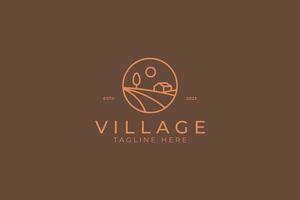 villaggio rurale scena all'aperto logo distintivo per attività commerciale agricolo biologico cibo industria vettore