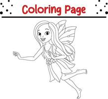 carino Fata colorazione pagina per bambini vettore