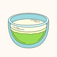 matcha verde tè latte macchiato nel scarabocchio stile. caffè latte macchiato icona per menù, caffè negozio design. salutare bere. vettore illustrazione isolato su un' bianca sfondo.