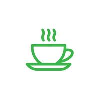 verde tazza di caffè linea arte icona isolato su bianca sfondo. tazza piatto icona. magro linea segni per design logo, visitare carta, eccetera. singolo alto qualità schema simbolo per ragnatela design o mobile app. vettore