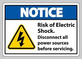 avviso rischio di scosse elettriche simbolo segno isolare su sfondo bianco vettore