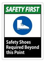 primo segno di sicurezza scarpe di sicurezza necessarie oltre questo punto vettore