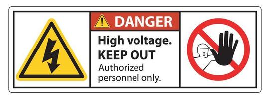 attenzione alta tensione tenere fuori segno isolare su sfondo bianco, illustrazione vettoriale eps.10