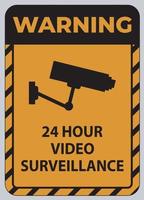 segnale di avvertimento cctv videosorveglianza 24 ore su 24 vettore