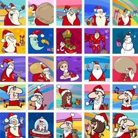 set di personaggi natalizi dei cartoni animati o motivo decorativo vettore