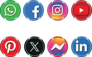 sociale media icone con riflessa effetti vettore