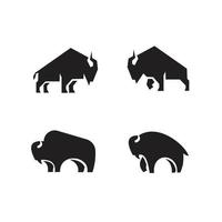 disegno dell'icona del logo vettoriale di bisonte nero premium