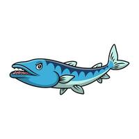 carino Barracuda pesce cartone animato su un' bianca sfondo vettore