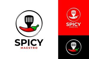 speziato chili cucinando cucina casa ristorante logo design vettore