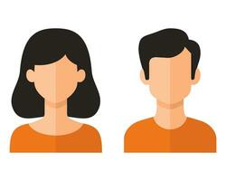 uomo e donna avatar icona nel piatto stile. maschio e femmina viso sagome. servendo come avatar o profili per sconosciuto o anonimo individui. sociale Rete vettore illustrazione