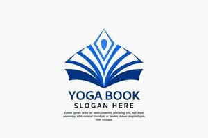 combinazione libro e persone yoga logo design vettore