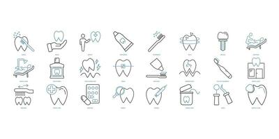 dentale icone impostare. impostato di modificabile ictus icone.vettore impostato di dentale vettore
