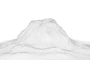 astratto vettore wireframe paesaggio sfondo. 3d futuristico maglia montagne. anni 80 retrò illustrazione. cyberspazio tecnologia valli