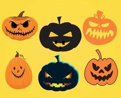 zucca halloween oggetti segni simboli illustrazione vettoriale astratto con sfondo giallo