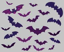 pipistrelli oggetti viola segni vettoriali simboli illustrazione con sfondo grigio