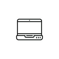 il computer portatile linea icona isolato su bianca sfondo vettore